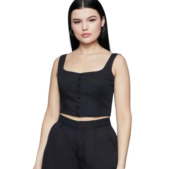 Good American Button Front Crop Top large - Picture 1 of 6